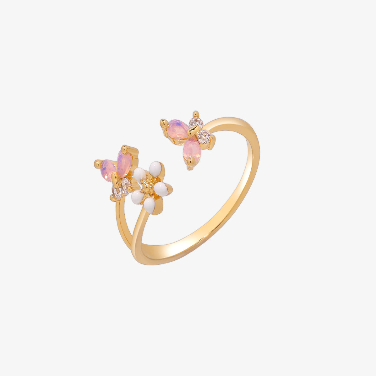 White Petal Butterfly Ring